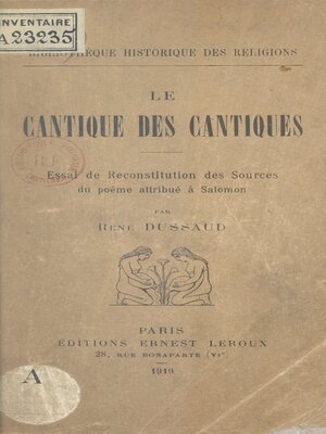 cover image of Le Cantique des Cantiques